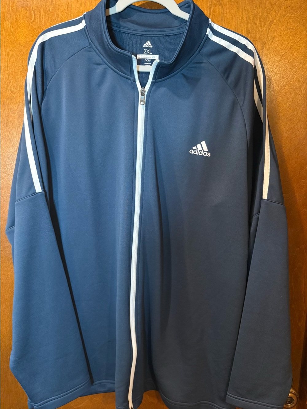 adidas Navy and White Full-Zip Track Jacket